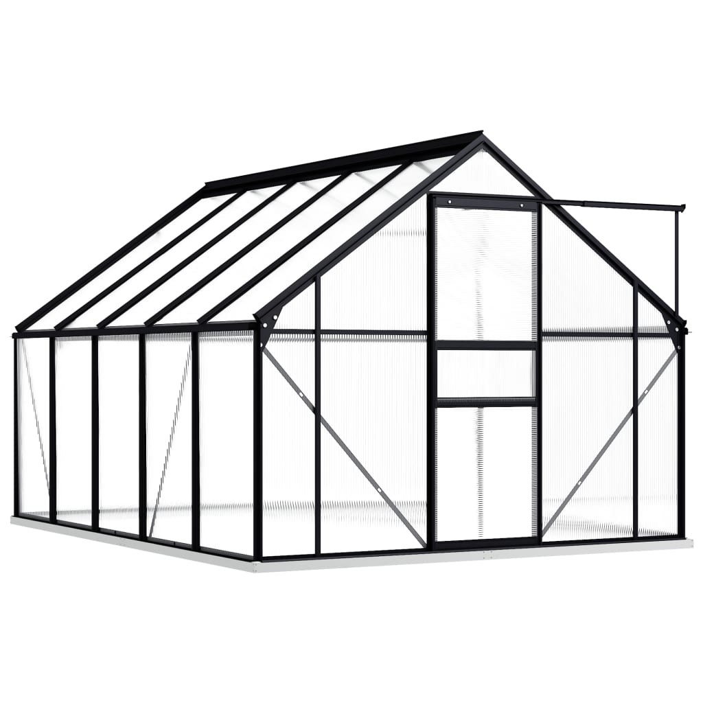 Greenhouse With Base Frame Anthracite Aluminium 5.89 M² 9 Greenhouse with Base Frame Anthracite Aluminium 5.89 m²